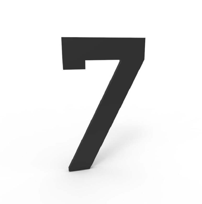 Numéro de maison 7 eSafe en aluminium noir 10cm / épaisseur 1,5mm