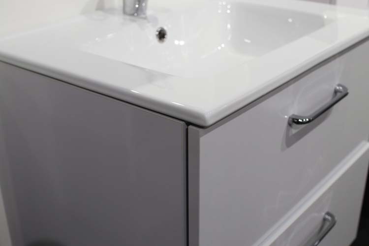 Badkamermeubel Ruben 60cm grijs glans + kolomkast + spiegel