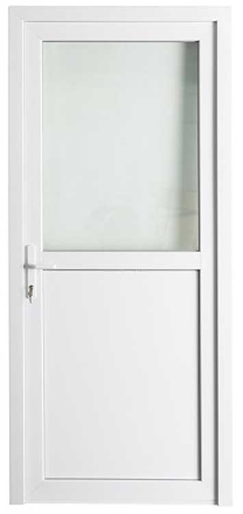 Porte extérieure Demi-vitrée PVC blanc Gauche vitrage clair 880x1900mm