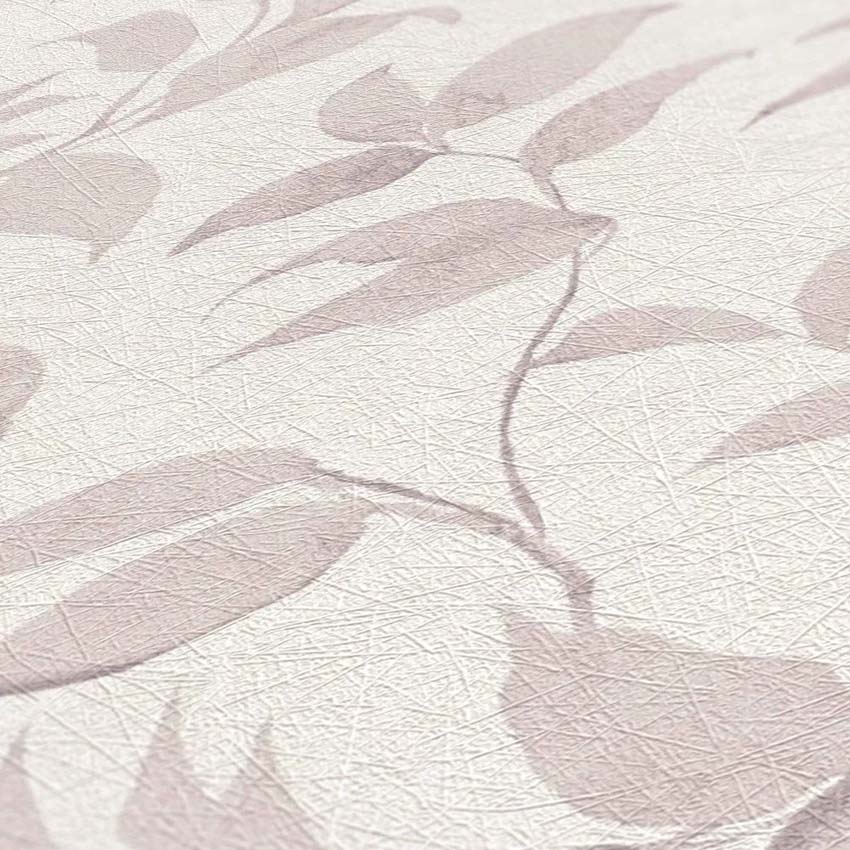 Vinyle sur papier peint intissé blanc + feuille grise 0,53x10m