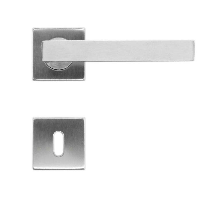 Poignée de porte pro plat tivoli 19mm inox plus rosace barbe