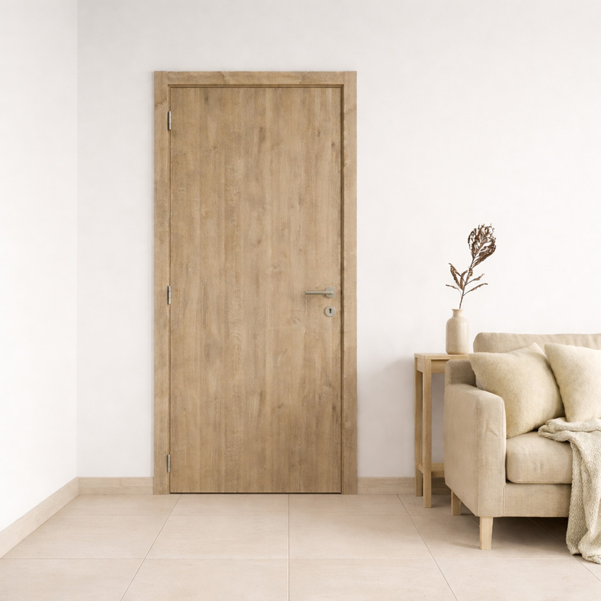 Porte intérieure complète Nalba chêne 201,5x83cm tubulaire réversible + châssis 16,5cm