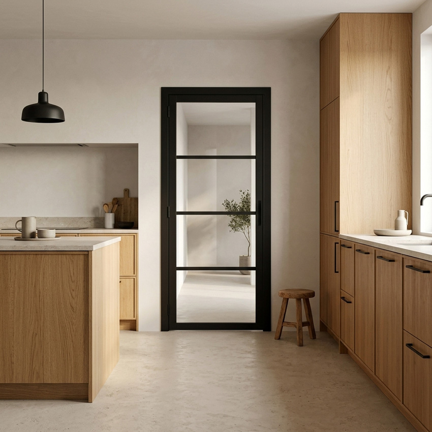 Bloc-porte 83cm steel look feeling 4R verre clair 201.5cm