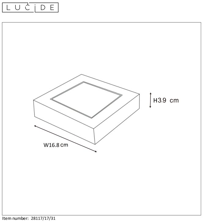 Plafondlamp - wit - vierkant - dimbaar - LED - 15W - IP44