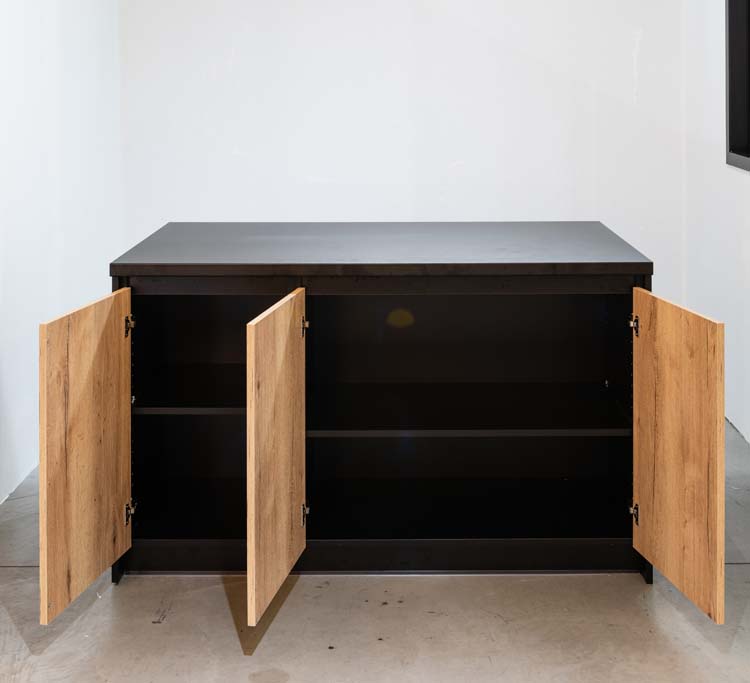 Cuisine île Plenti look de chêne/noir 154,5 cm