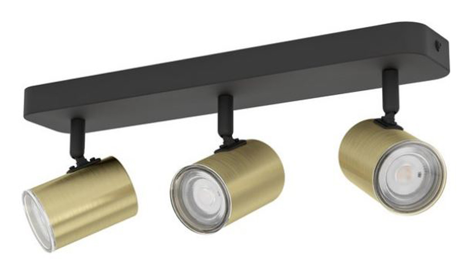 Spot en saillie - laiton brossé/noir - 40x8x13cm - 3xGU10 max. 5W - IP44 - ampoules non incluses