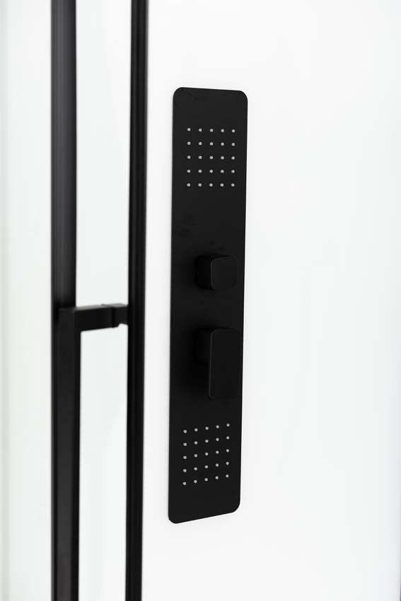 Douchecabine Phoebe hoek zwart/wit schuifdeur 90x90x217cm