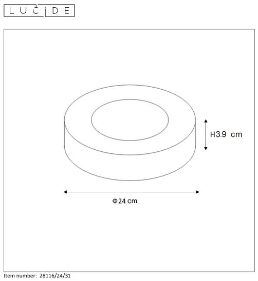 Plafonnier - blanc - rond - dimmable - Ø23,5cm - LED - 15W - IP44