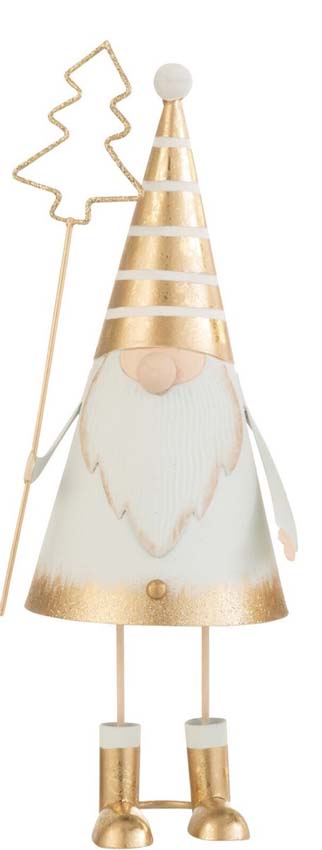 Nain de Noël sapin blanc-or moyen