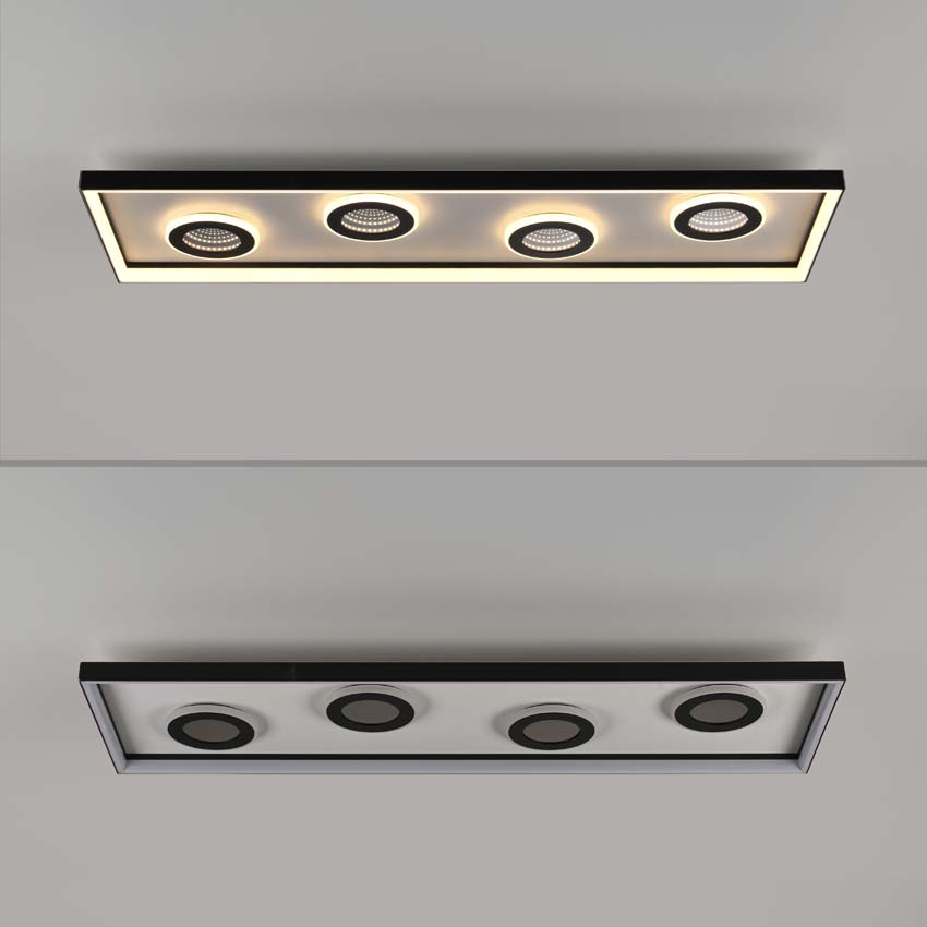Plafonnier - noir - 100x30cm - dimmable - 32W - 2700-5000K - avec télécommande