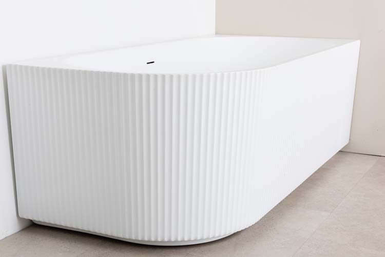 Hoekbad Chris mat wit geribbeld rechts 170x80cm