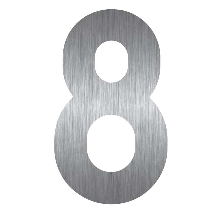 Numéro de maison plat 8 inox plus
