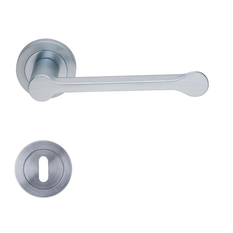Poignée de porte pro brescia chrome brossé rosace barbe