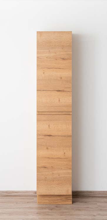 Armoire colonne Daria aspect chêne brun doré sur pied 185x40x32cm