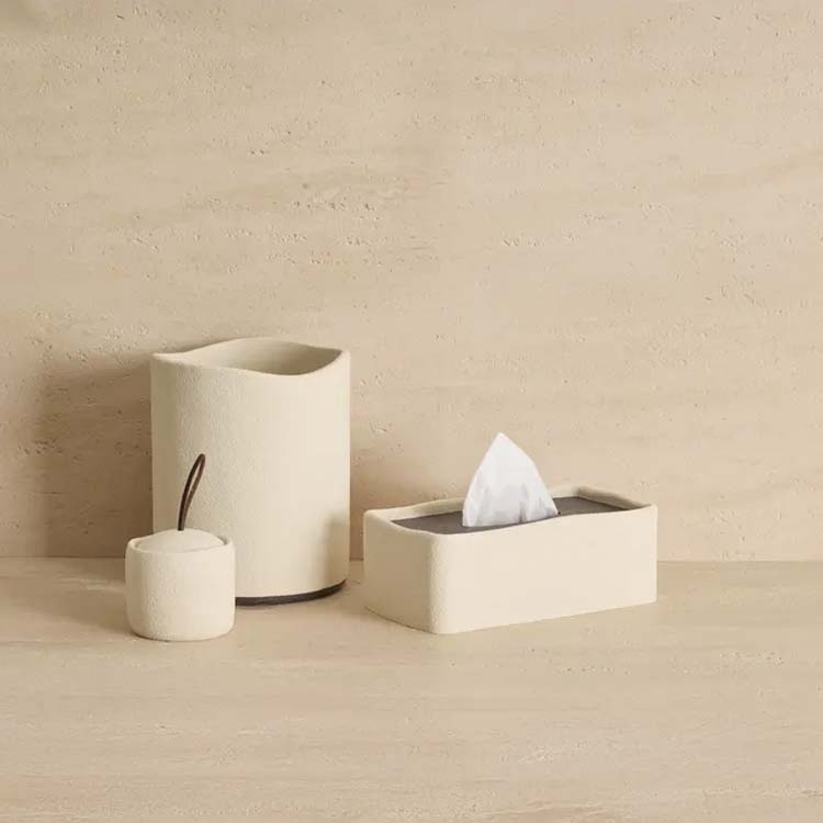Wattenschijfhouder Owen polyresin beige 10x9,4x10cm