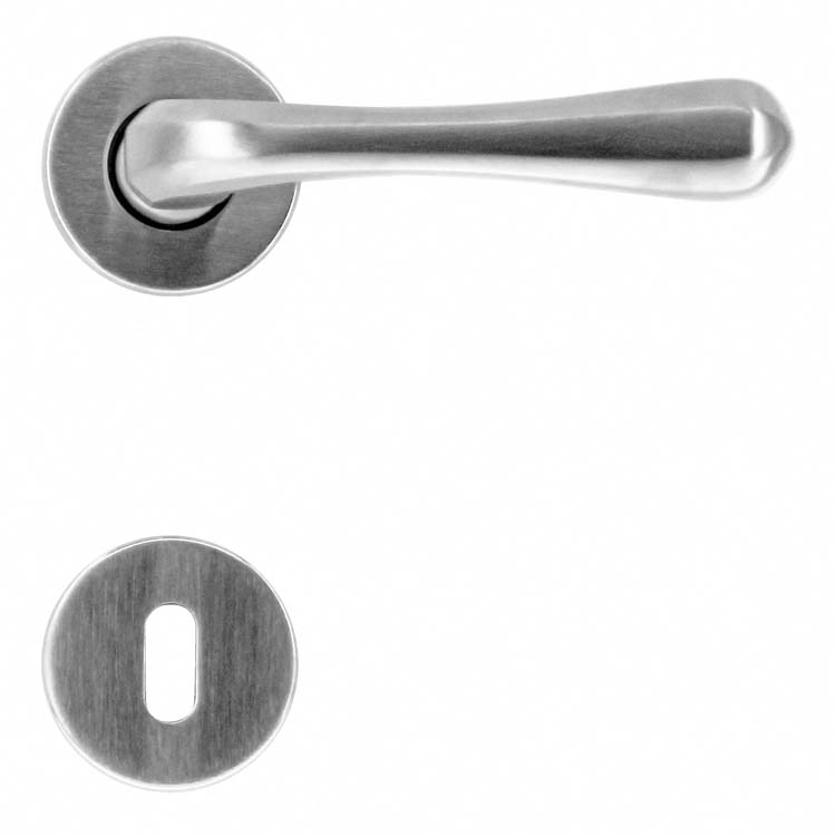 Poignée de porte pro alba look inox rosace barbe