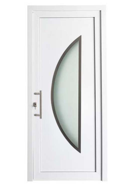 Buitendeur half maan inox rand PVC wit linkstrekkend op maat