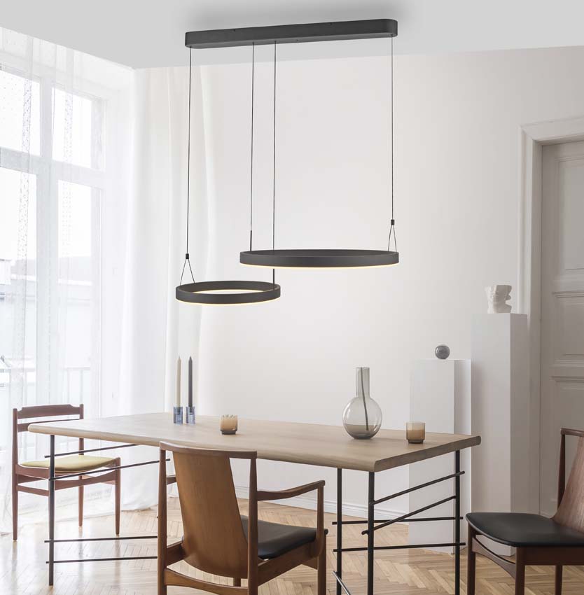 Hanglamp Easy Lift - Zwart - 90cm - Dimbaar - 1x25W/1x16W - CCT