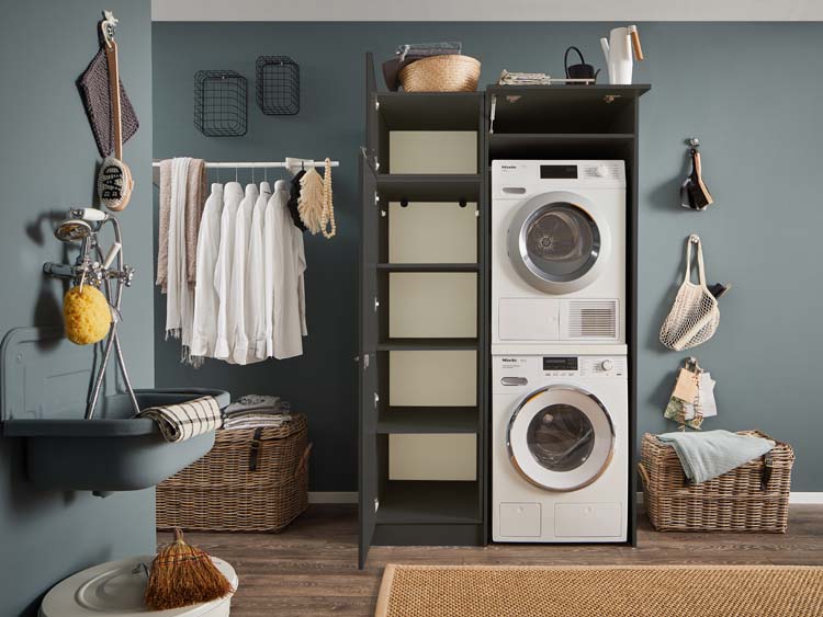 Meuble pour buanderie Decowash set 2 anthracite 117,5x67,5x200cm