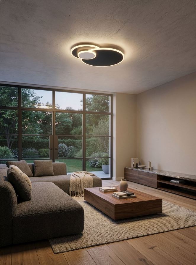 Plafonnier - anthracite - 48x38cm - dimmable - LED - 27W - 2700-6500K - télécommande