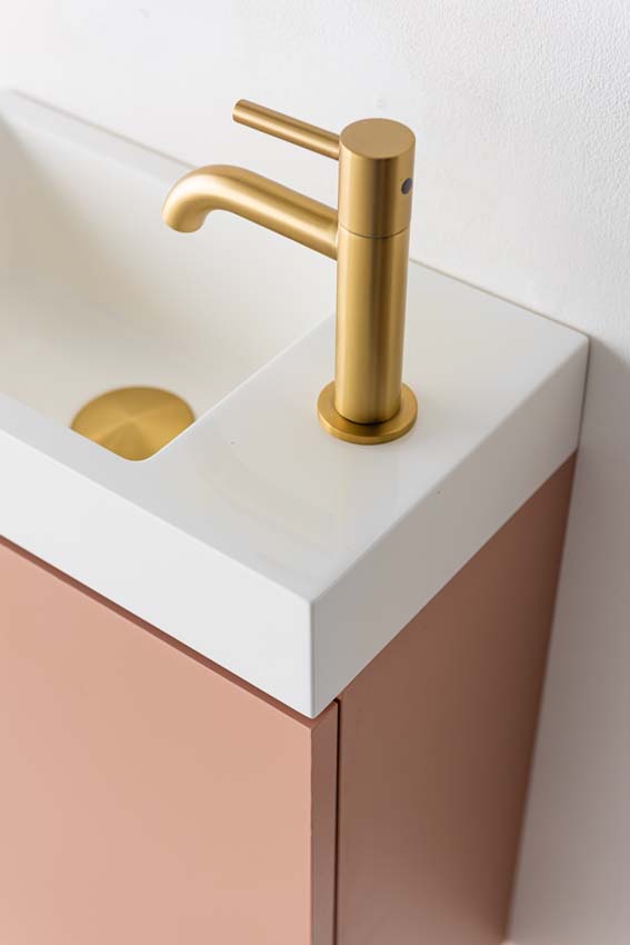 Toiletmeubel Dotan abrikoos wastafel glanzend wit 45x40x22cm