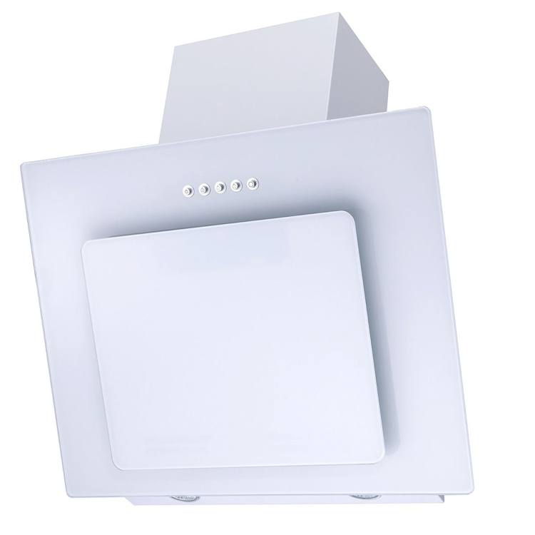 Cuisine d'angle blanc/chêne foncé 310x172cm - plaque de cuisson vitrocéramique et hotte murale blanche - avec appareils