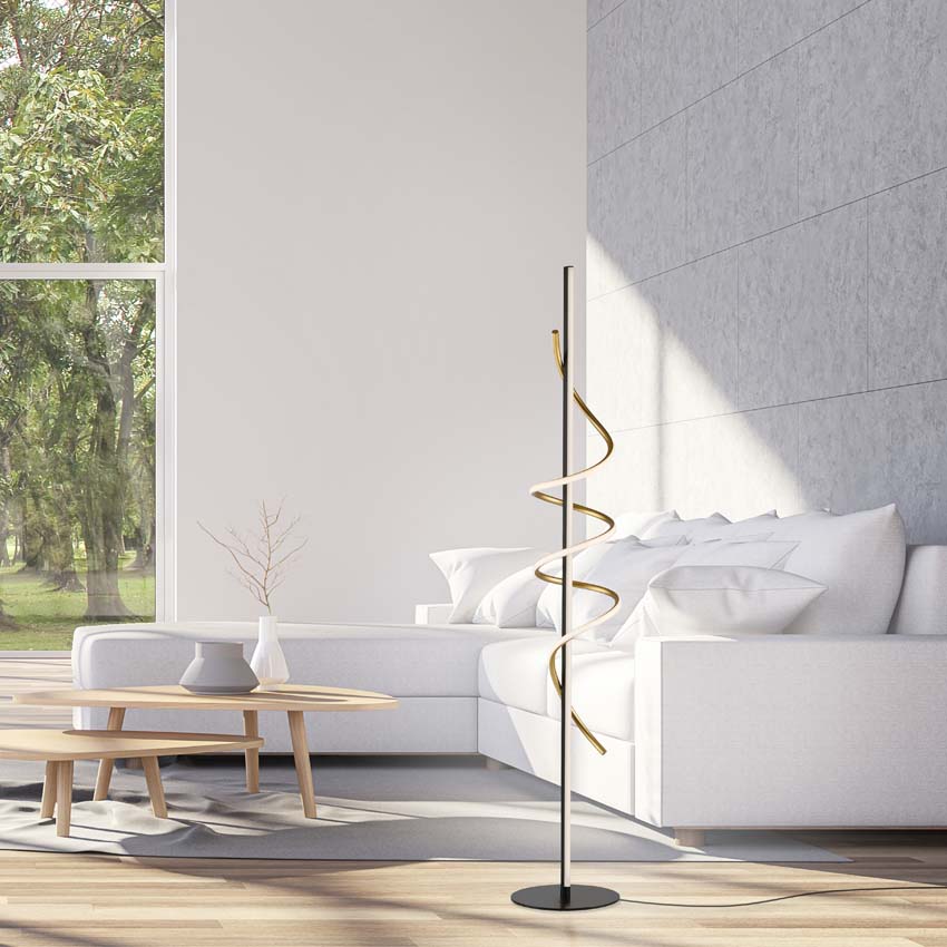Vloerlamp zwart/goud incl LED lamp 1470 lumen 26W