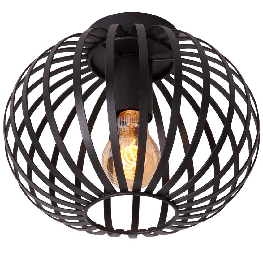 Plafonnière Maxima - zwart - Ø25cm - dimbaar - 1xE27 - 60W