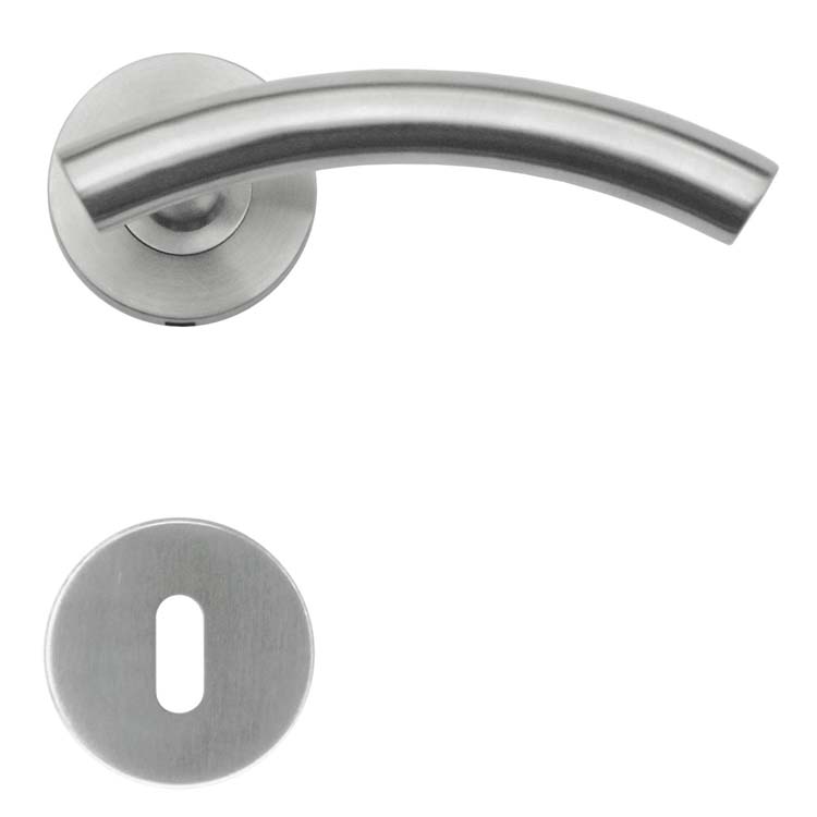 Poignée de porte pro bari 19mm inox plus rosace barbe