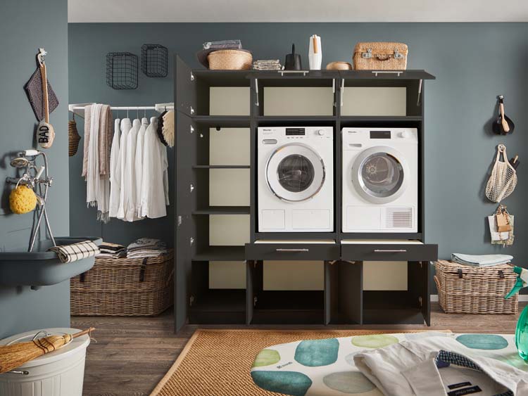 Meuble pour buanderie Decowash set 15 anthracite 185x67,5x200cm