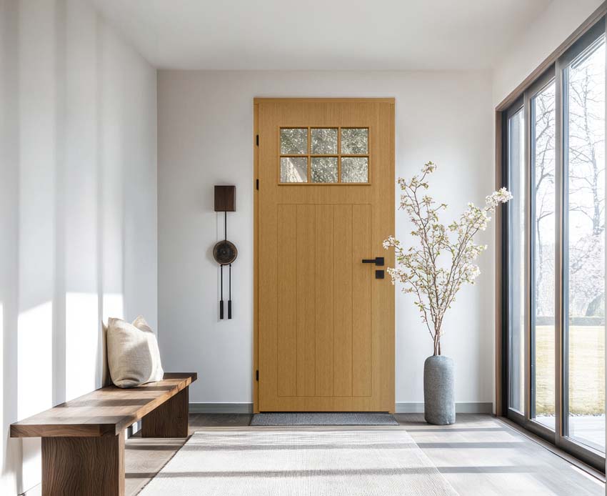 Houten buitendeur Alva meranti natuur helder glas rechtstrekkend op maat