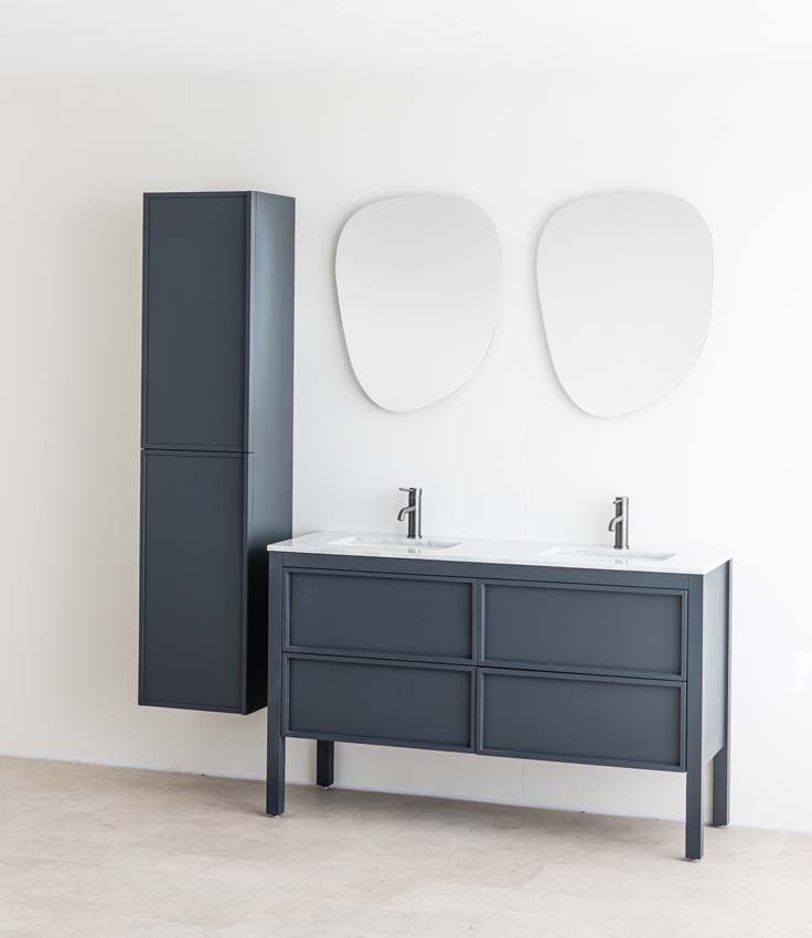 Badkamermeubel Fara antraciet staand met dubbele wastafel carrara 140cm