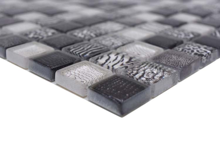 Mozaïek Crystal Wildlife zwart glanzend 29,8x29,8cm