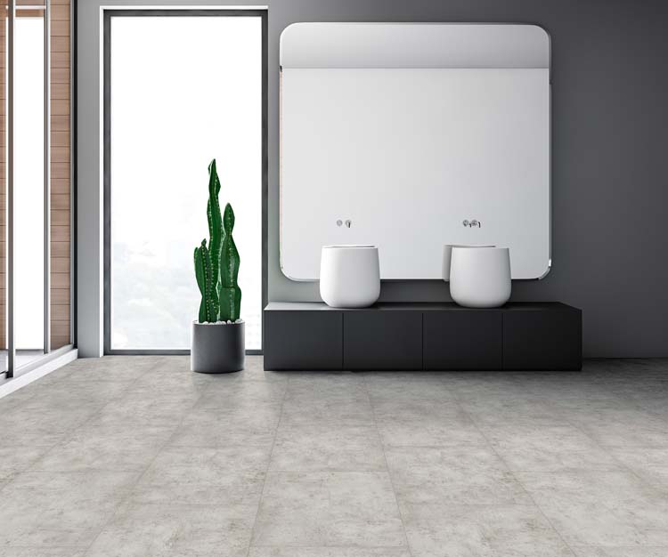 Sol vinyle Dumafloor Chicago dalle 5mm gris clair 73x39,9cm avec sous-couche