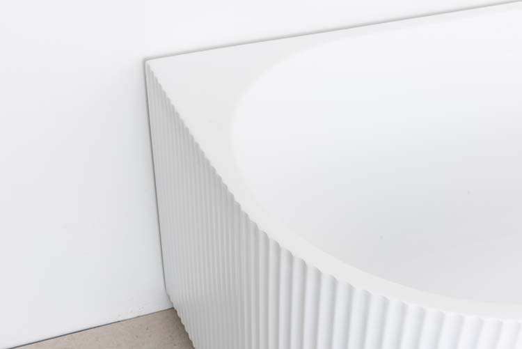 Hoekbad Chris mat wit geribbeld rechts 170x80cm