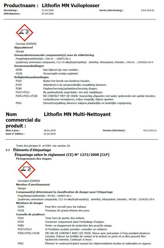 Lithofin MN Vuiloplosser 1 liter voor natuursteen