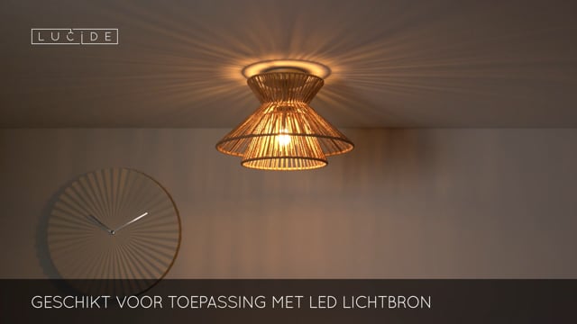 Lucide TASMAN - Plafonnier - Ø 32 cm - 1xE27 - Naturel