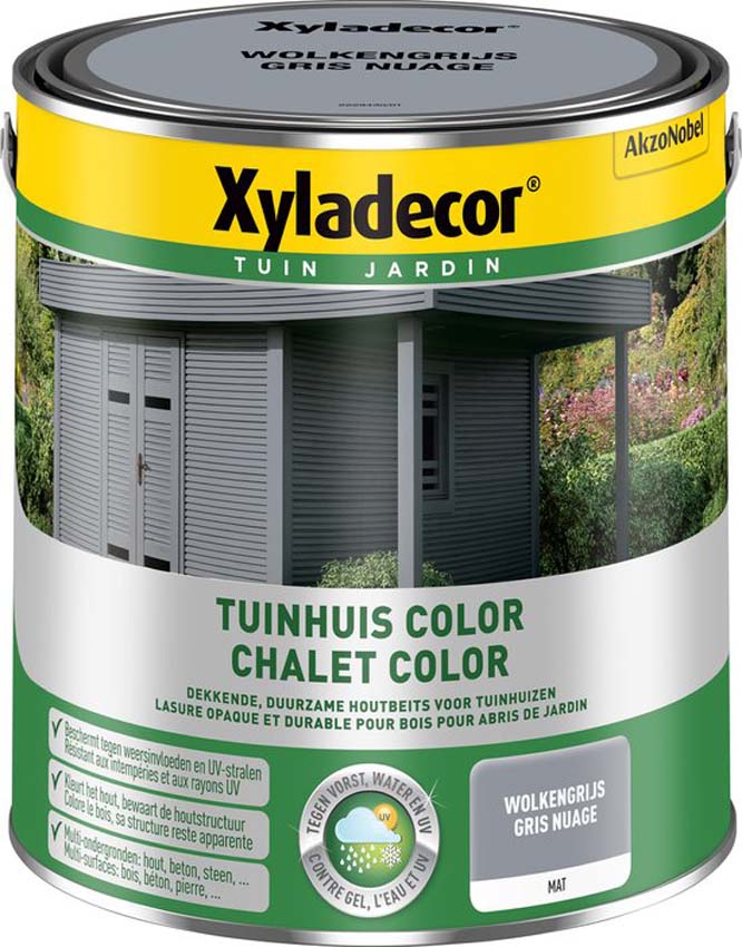 Houtbeits tuinhuis Xyladecor wolkengrijs 2,5L