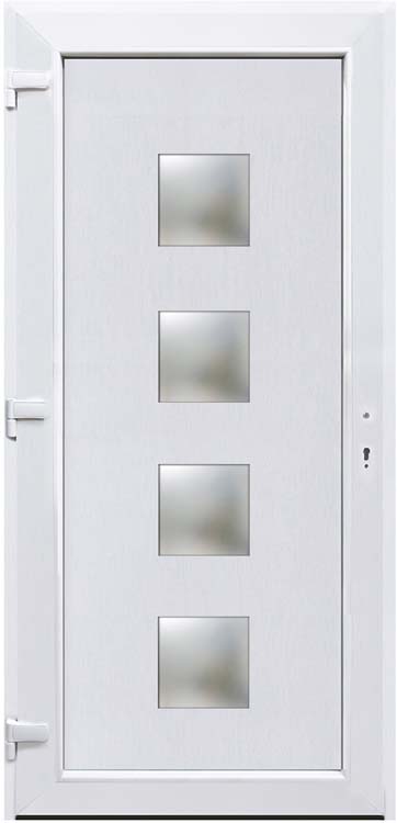 Porte extérieure 4 carrés PVC noir/blanc ouvrant à gauche sur mesure