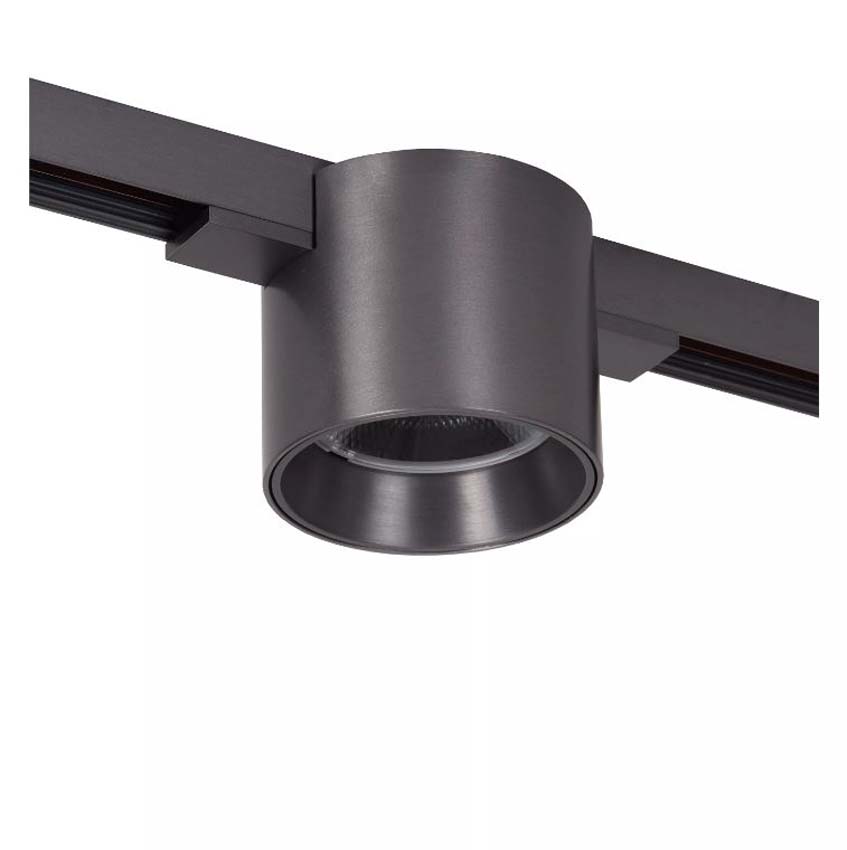 Lucide Premium Linial Lux Railspot - Système de rails monophasé / Éclairage rail intelligent - 48V - 1xLED Dimmable - Mat Noir Chrome