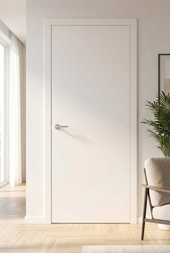 Porte intérieure complète Invisible Flat blanche 201,5x93cm tubulaire gauche + châssis 30cm