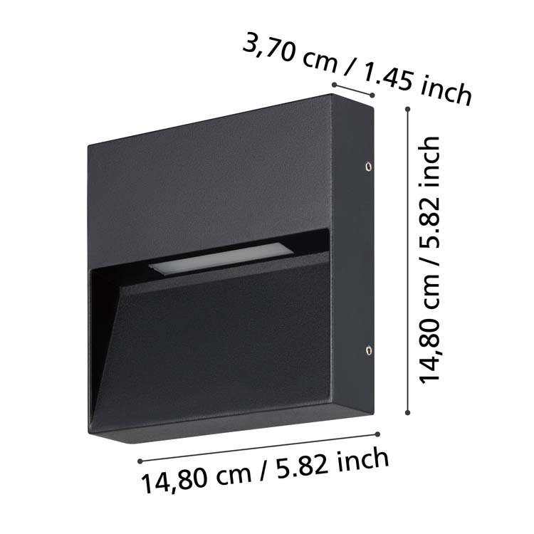 Buiten wandlamp led 500 lumen 3000-6500K zwart