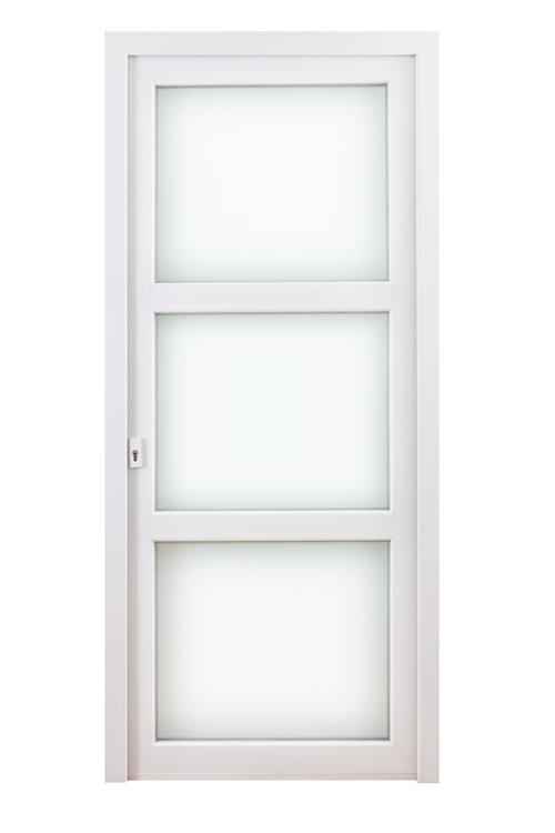 Porte extérieure 3 parties PVC verre mat blanc 980x2180mm ouvrant à gauche