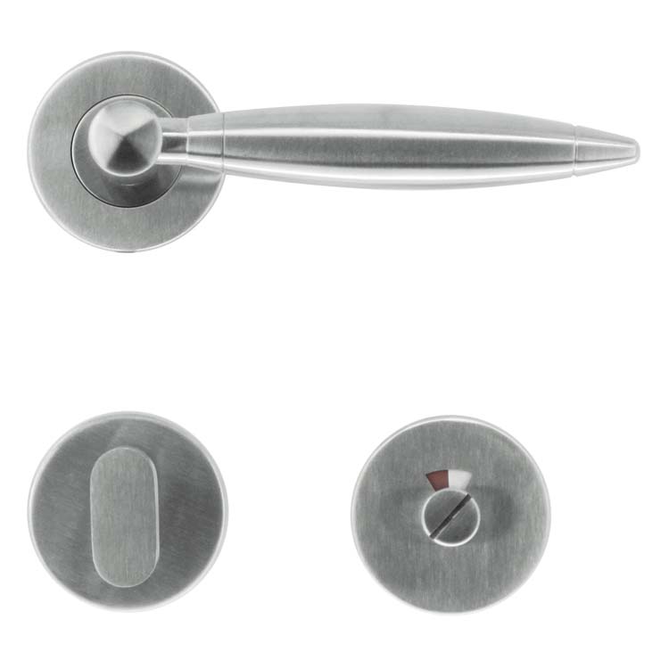 Poignée de porte pro salerno inox plus avec serrure toilette
