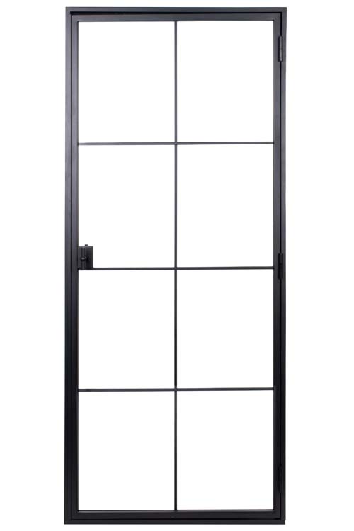 Porte intérieure simple en acier Black Glamour noir 8V poussant à gauche sur mesure