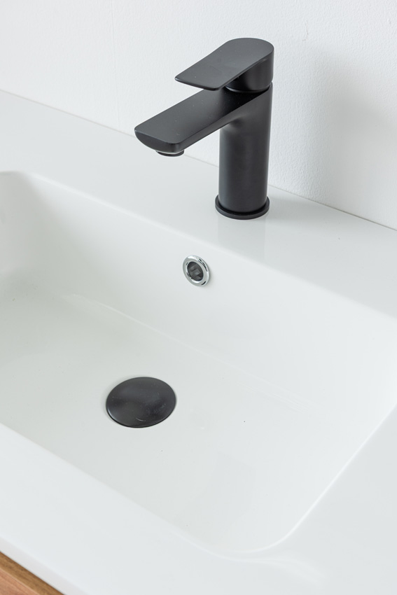 Meuble de salle de bains Treviso chêne/blanc avec double lavabo blanc brillant 120cm