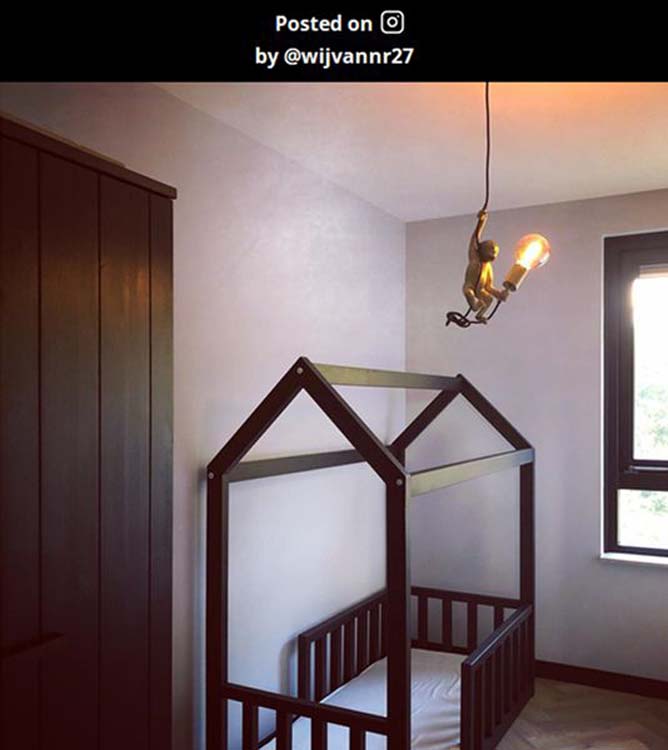 Hanglamp aap - zwart/goud - E27 - 40W