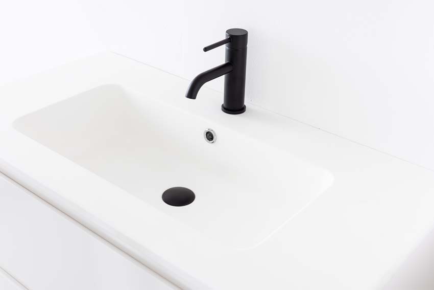 Meuble de salle de bain Tibo blanc avec lavabo simple blanc mat 90cm