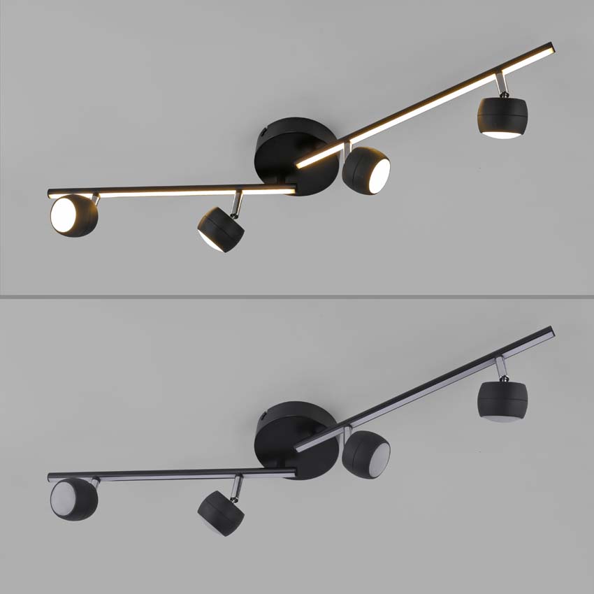 Opbouwspot - zwart - 13x75cm - dimbaar - 4x5,35W - 3000K