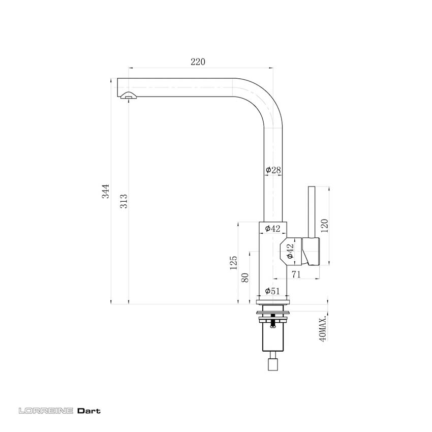 Keukenkraan Lorreine Dart inox